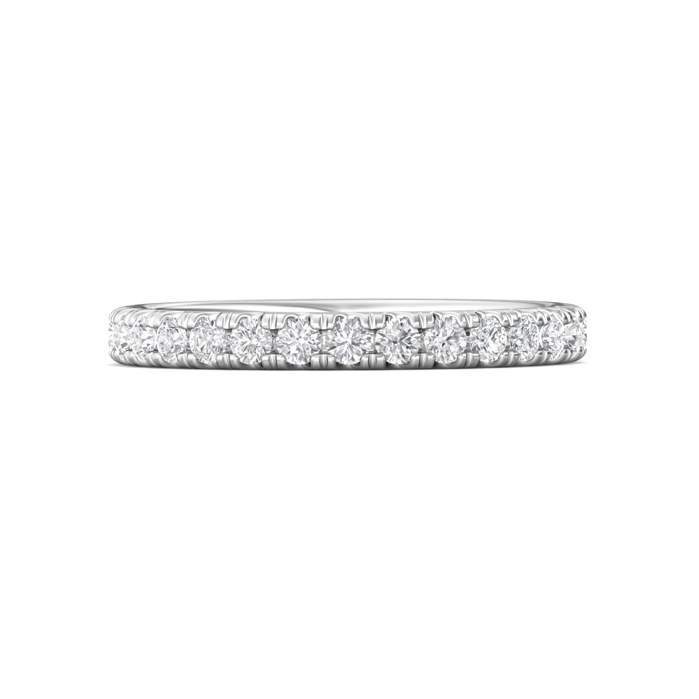 FlyerFit Micropave 18K White Gold Wedding Band