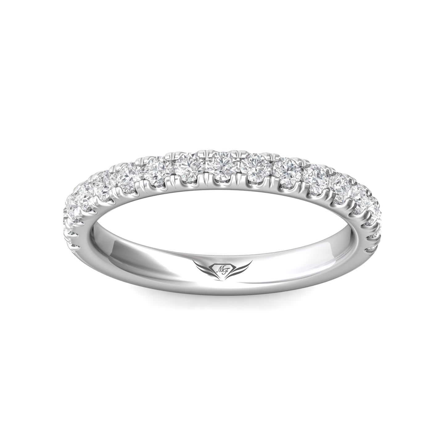 FlyerFit Micropave 18K White Gold Wedding Band