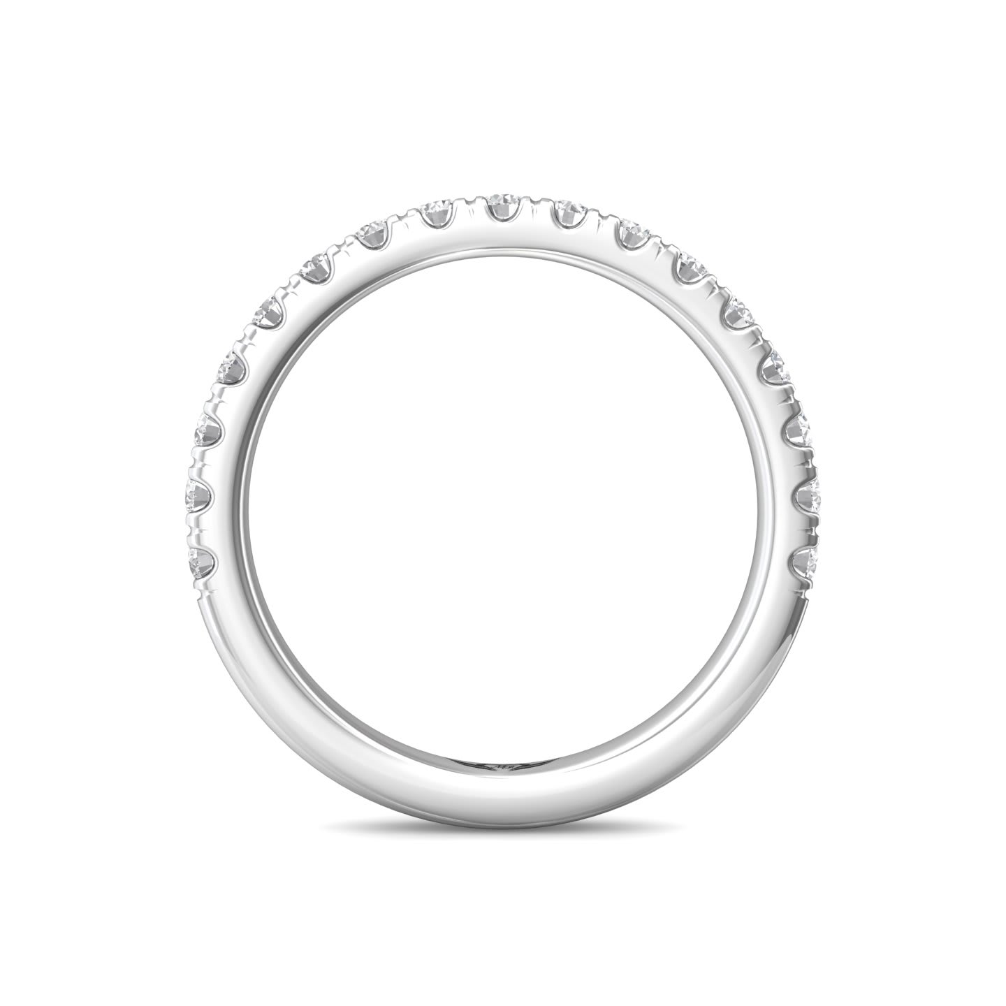 FlyerFit Micropave 18K White Gold Wedding Band