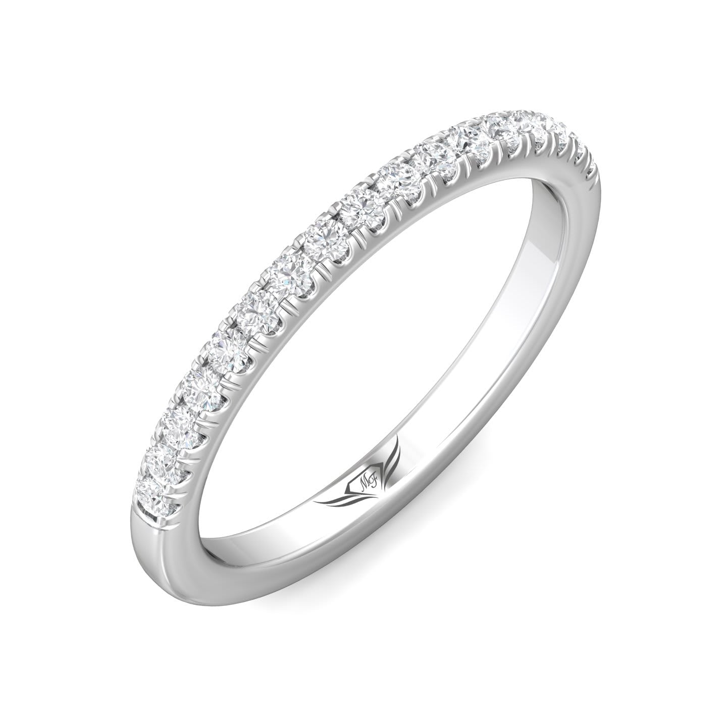 FlyerFit Micropave 18K White Gold Wedding Band