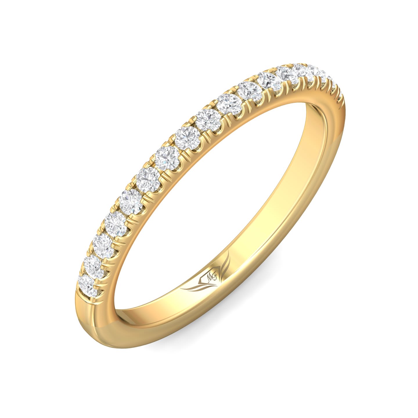 FlyerFit Micropave 18K Yellow Gold Wedding Band