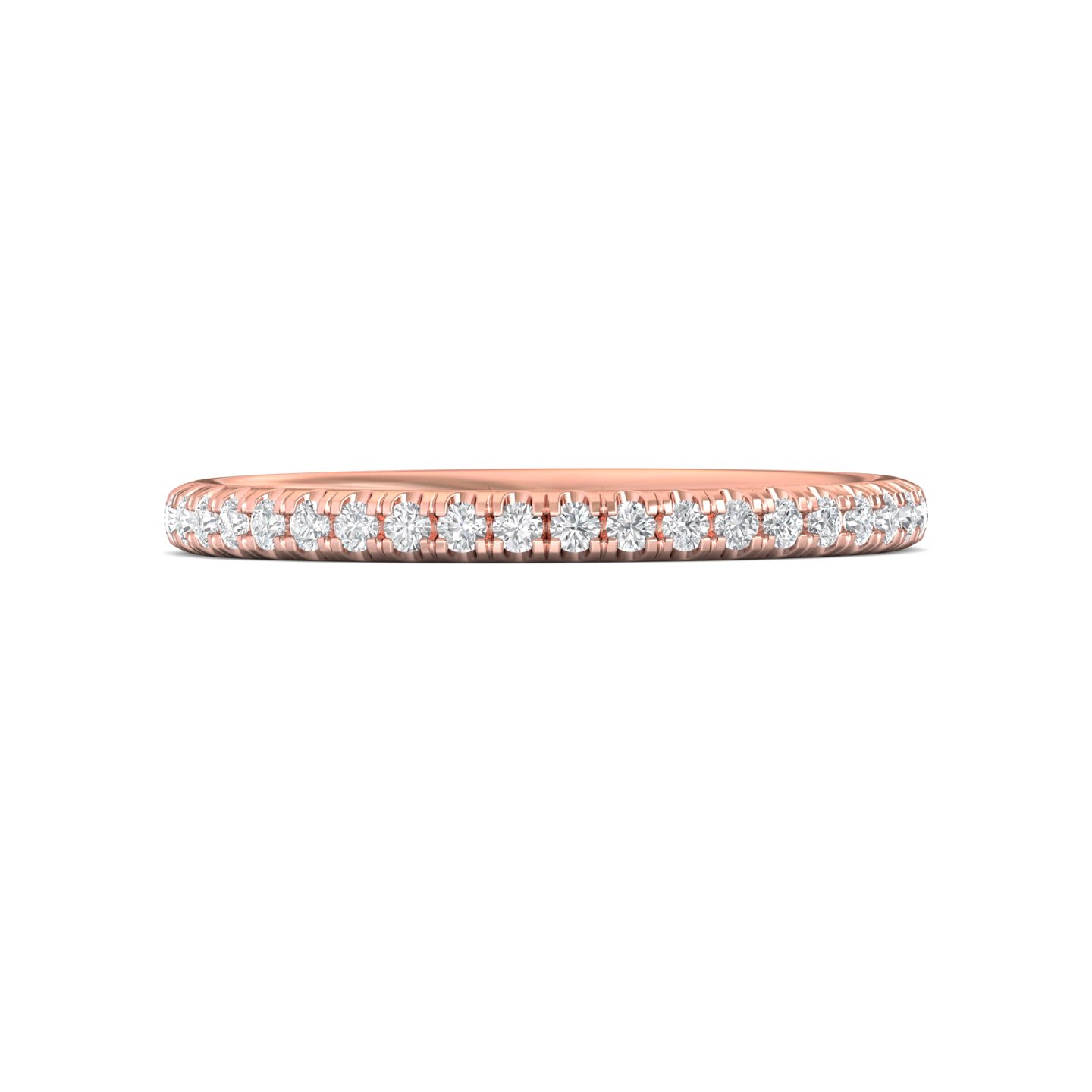 FlyerFit Micropave 14K Pink Gold Wedding Band