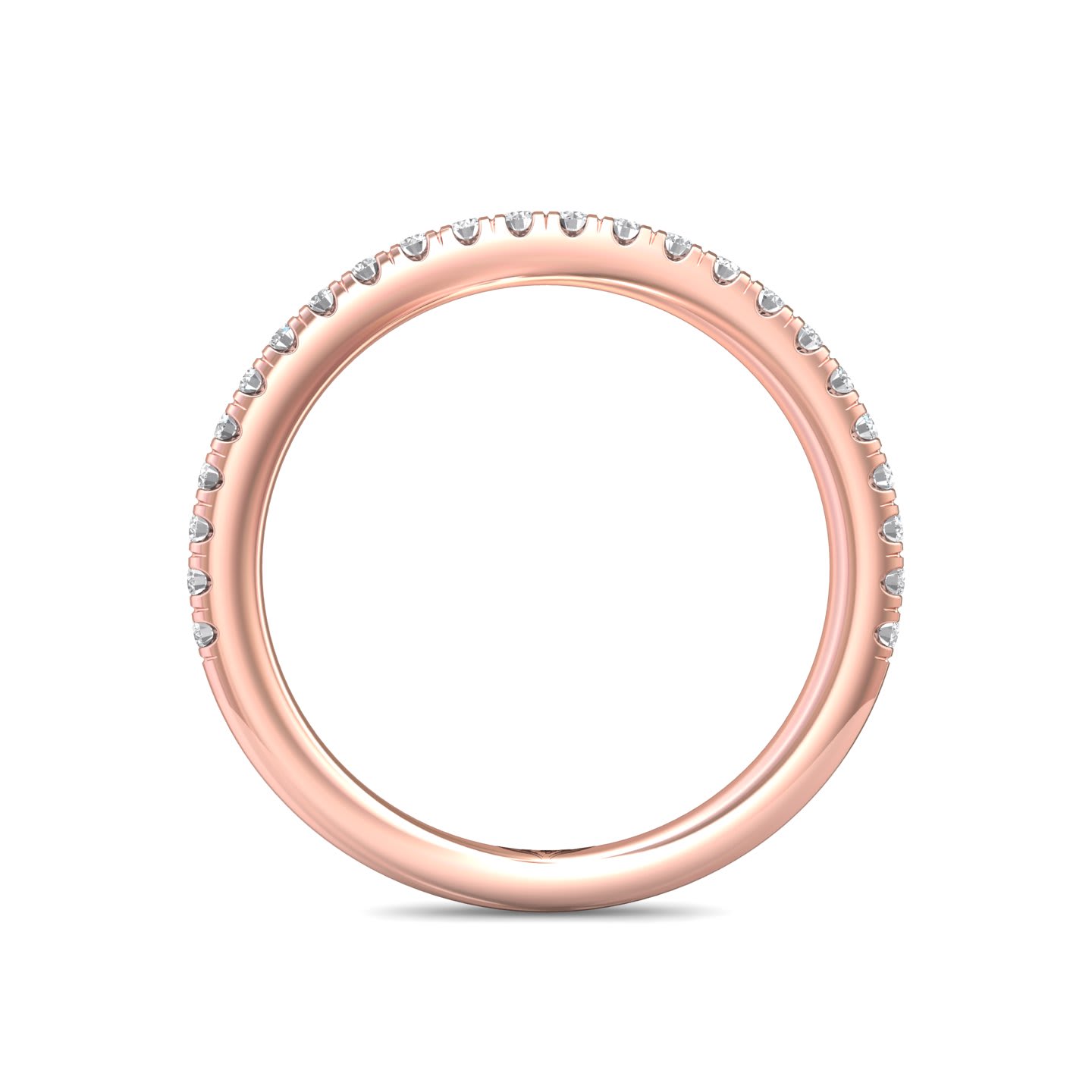 FlyerFit Micropave 14K Pink Gold Wedding Band