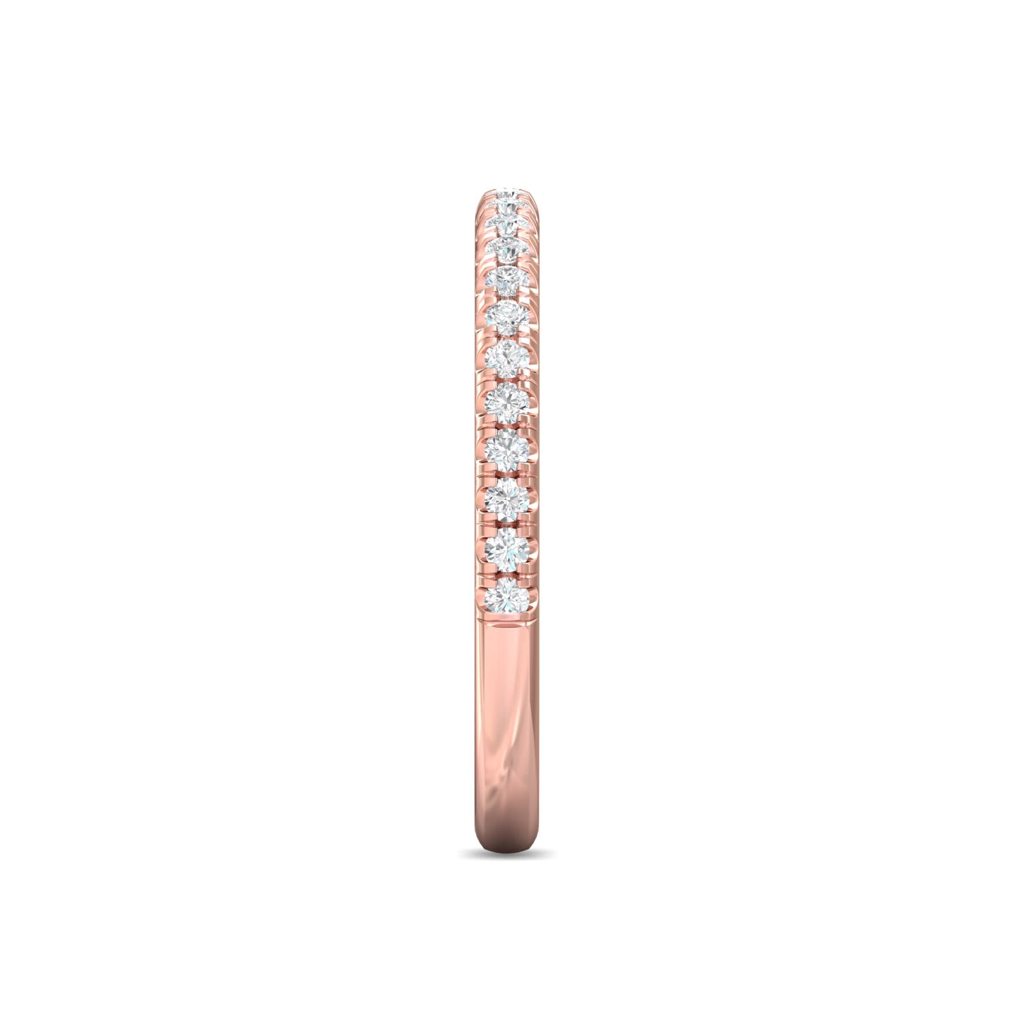 FlyerFit Micropave 14K Pink Gold Wedding Band