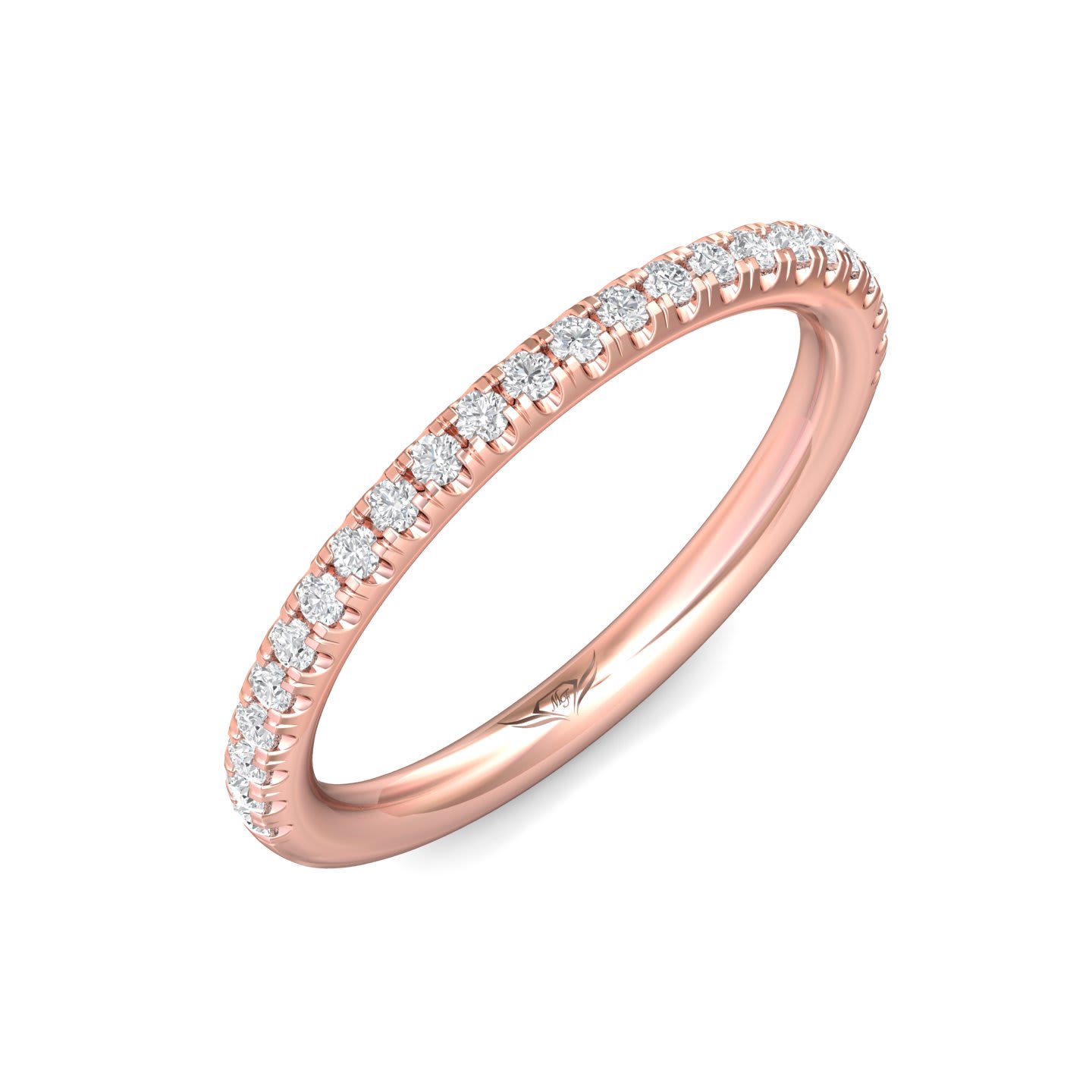 FlyerFit Micropave 14K Pink Gold Wedding Band