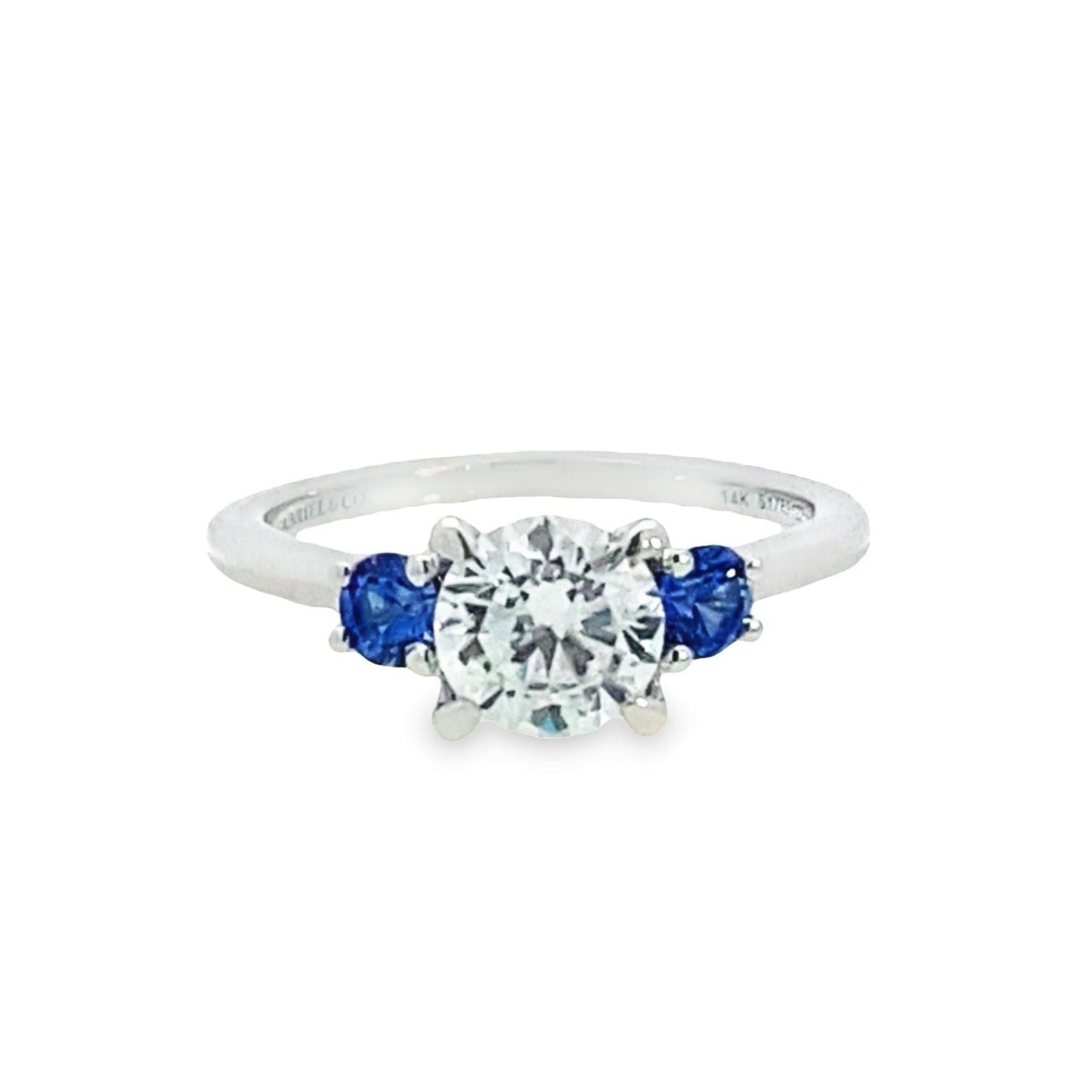 Gabriel & Co | White Gold and Sapphire Three Stone Engagement Ring