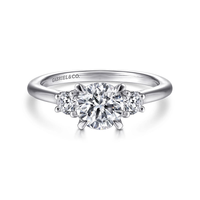 Gabriel & Co | Sanaa - 14K White Gold Round 3 Stone Diamond Engagement Ring