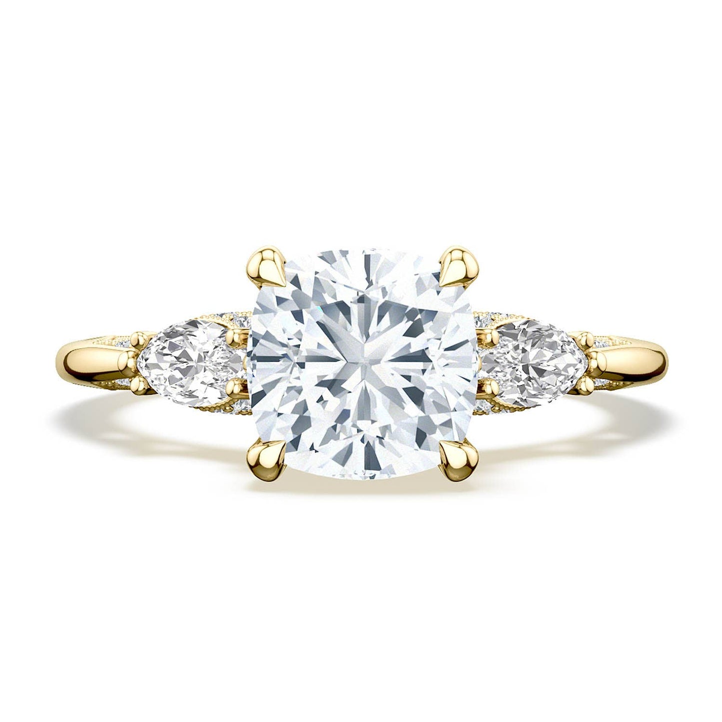 Cushion 3-Stone Engagement Ring