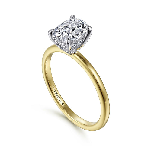 Gabriel & Co | Cari - 14K White-Yellow Gold Hidden Halo Oval Diamond Engagement Ring