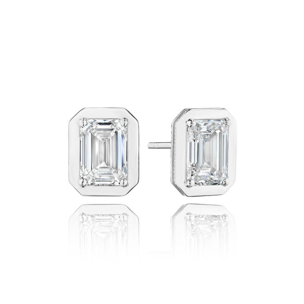 Emerald Diamond Stud Earring - 4.1ct