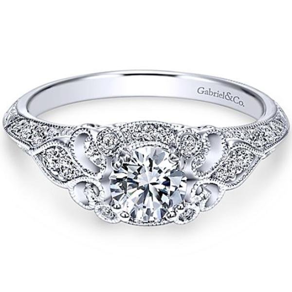 Gabriel "Abel" Round Halo Vintage Diamond Engagement Ring