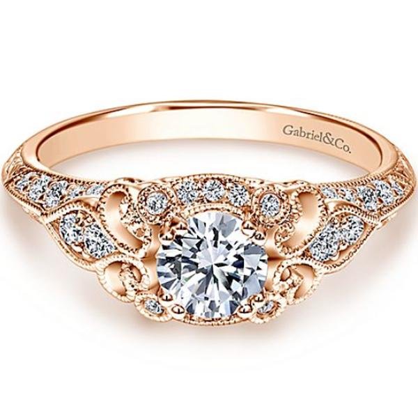 Gabriel "Abel" Round Halo Vintage Diamond Engagement Ring