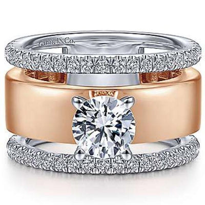 Gabriel "Aiza" Two-Tone Wide Diamond Engagement Ring