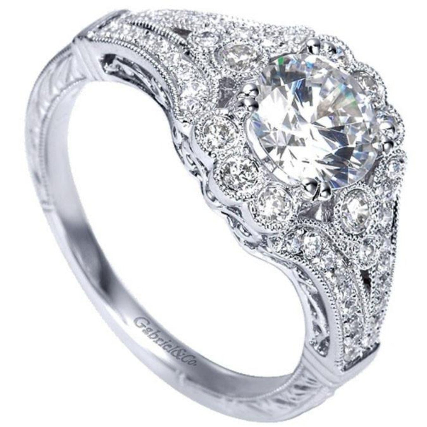 Gabriel & Co. "Armada" Round Halo Diamond Engagement Ring