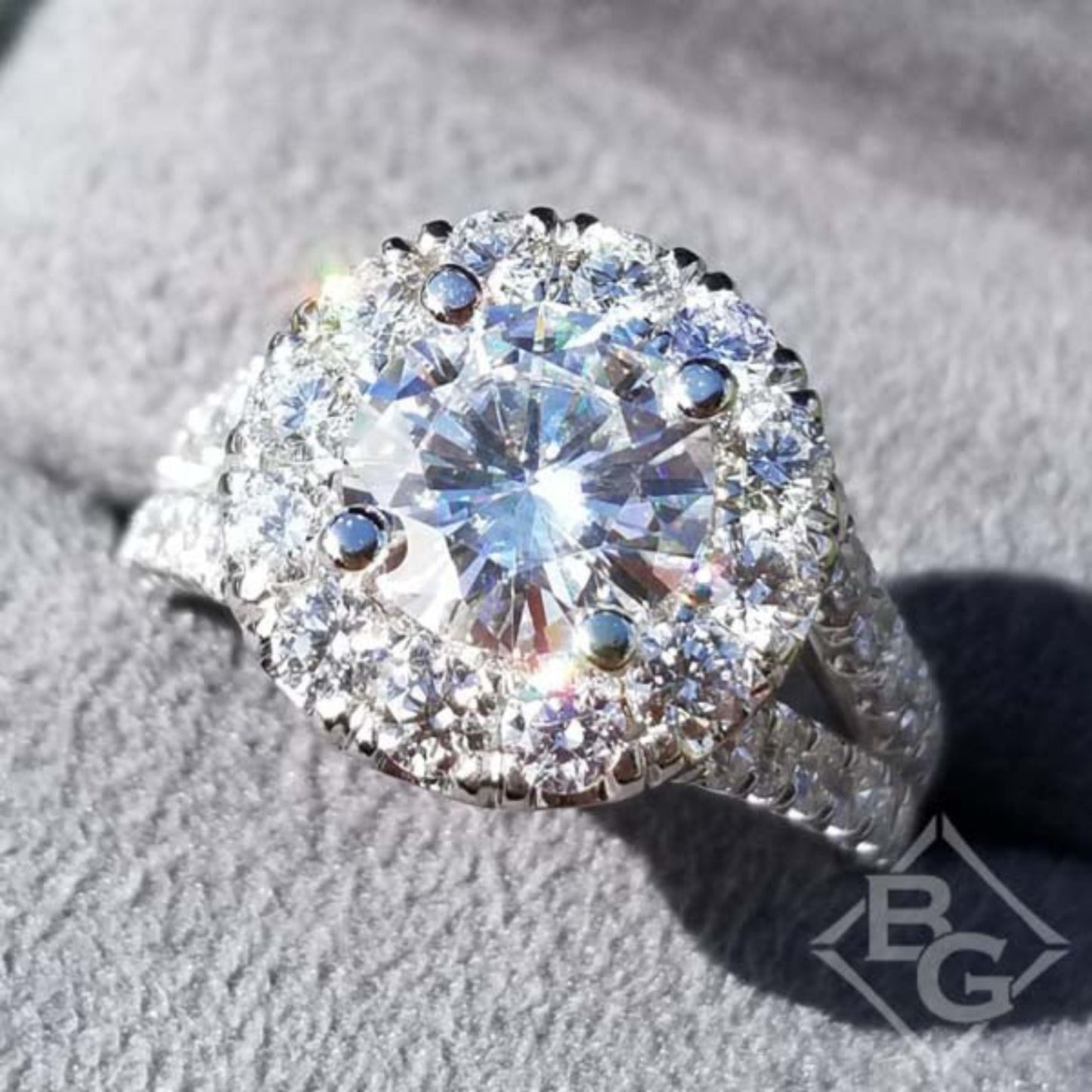 Gabriel & Co. Amavida "Coco" Round Large Diamond Halo Engagement Ring