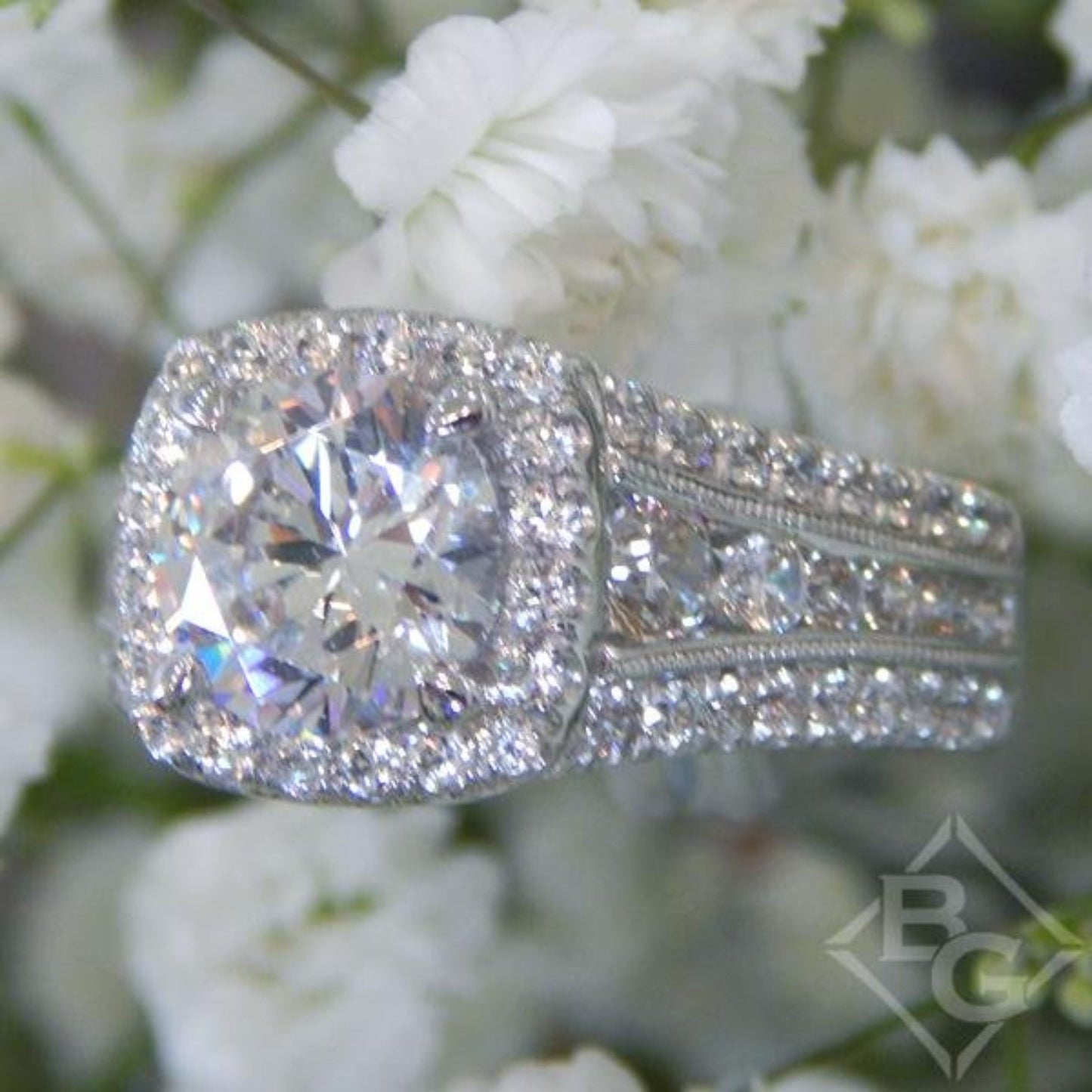 Gabriel & Co. Amavida "Dawn" Cushion Halo Diamond Engagement Ring