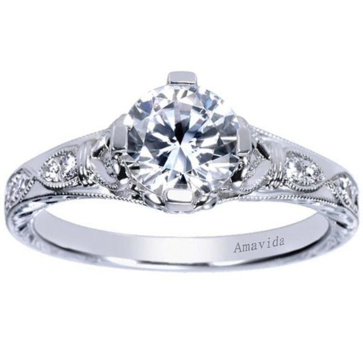 Gabriel & Co. "Kirie" Vintage Style Diamond Engagement Ring