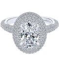 Gabriel Amavida "Lolita" Oval Double Halo Prong Set Diamond Engagement Ring