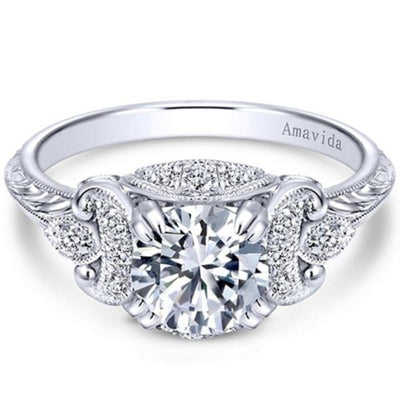 Gabriel & Co. Amavida "Margarita" Vintage Halo Diamond Engagement Ring