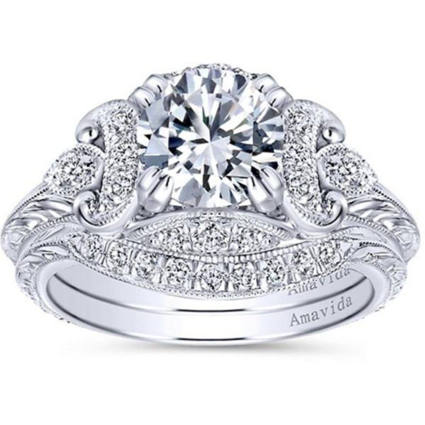 Gabriel & Co. Amavida "Margarita" Vintage Halo Diamond Engagement Ring