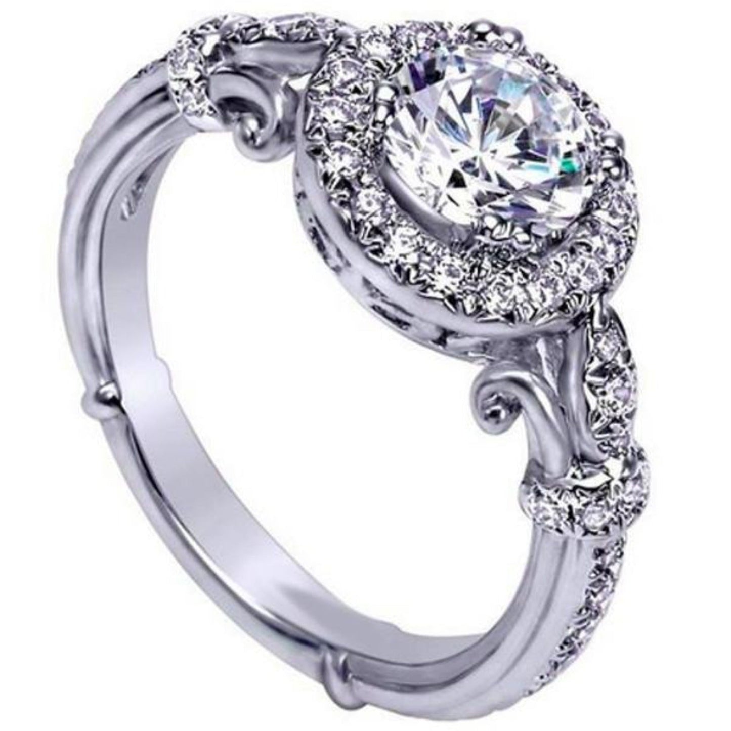 Gabriel & Co. Art Deco Halo Diamond Engagement Ring