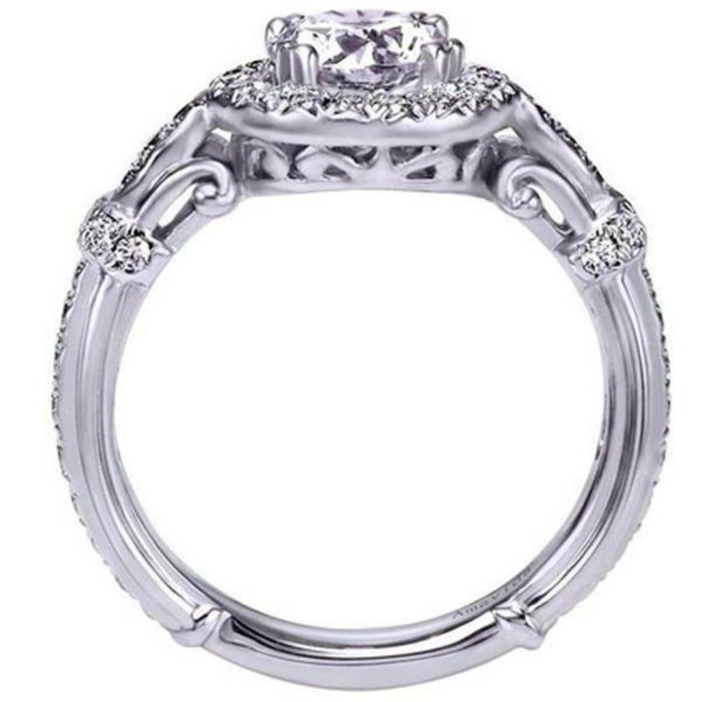 Gabriel & Co. Art Deco Halo Diamond Engagement Ring