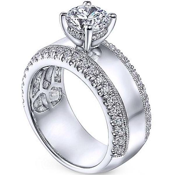 Gabriel "Amos" Wide High Polished Diamond Engagement Ring