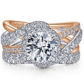 Gabriel Anzura Two-Tone White & Rose Gold Halo Diamond Engagement Ring