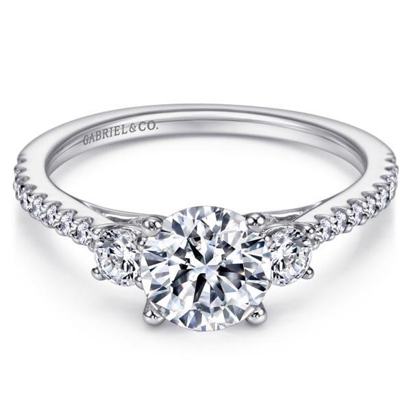 Gabriel Chantal Three Stone Round Diamond Engagement Ring