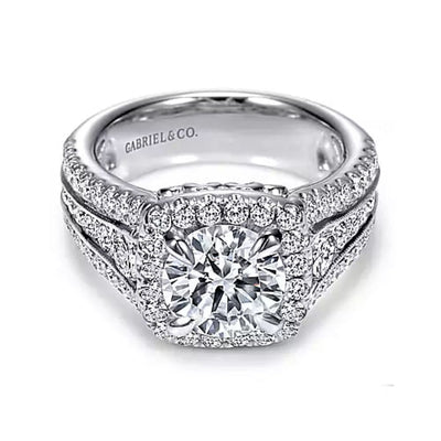 Gabriel & Co. Amavida "Dawn" Cushion Halo Diamond Engagement Ring