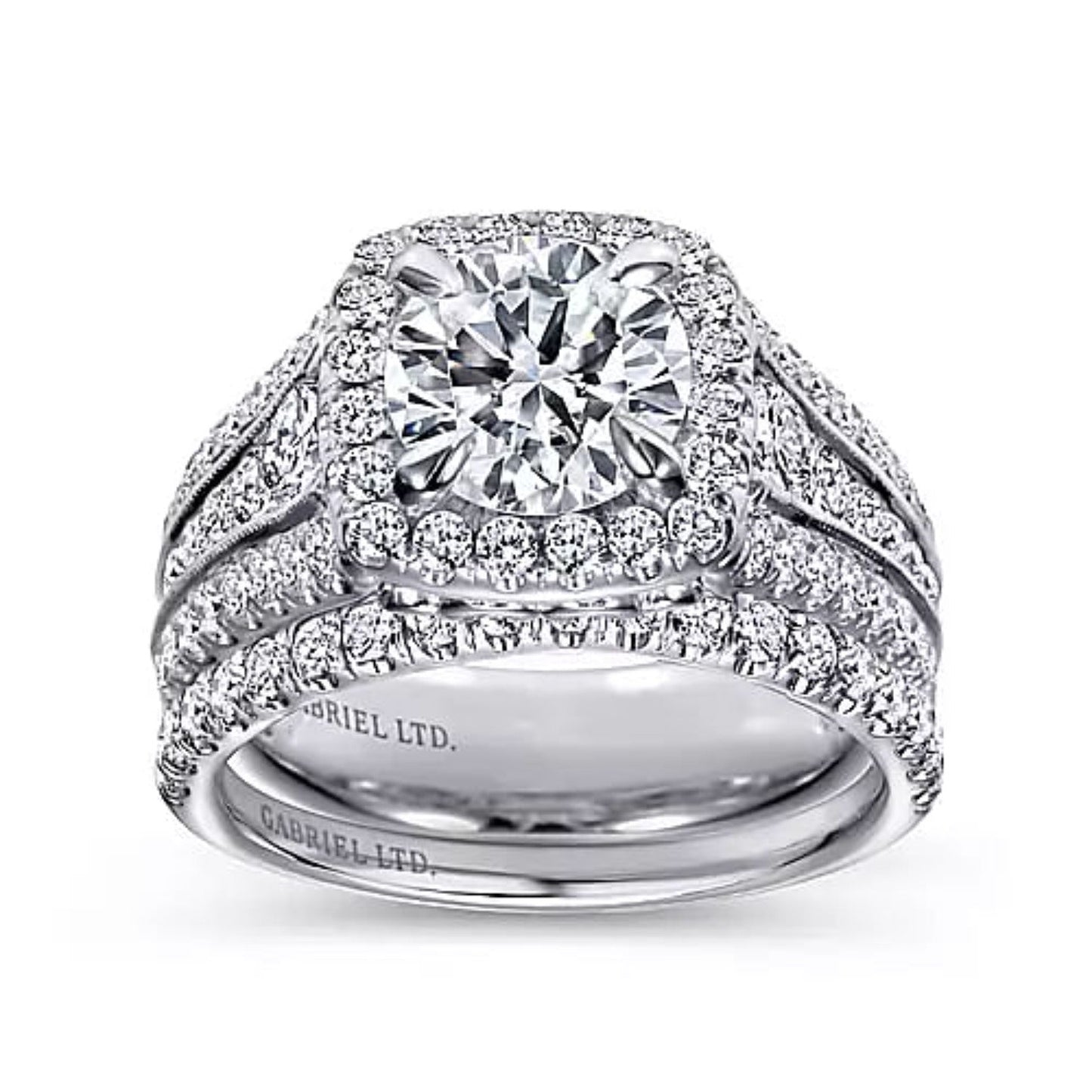 Gabriel & Co. Amavida "Dawn" Cushion Halo Diamond Engagement Ring