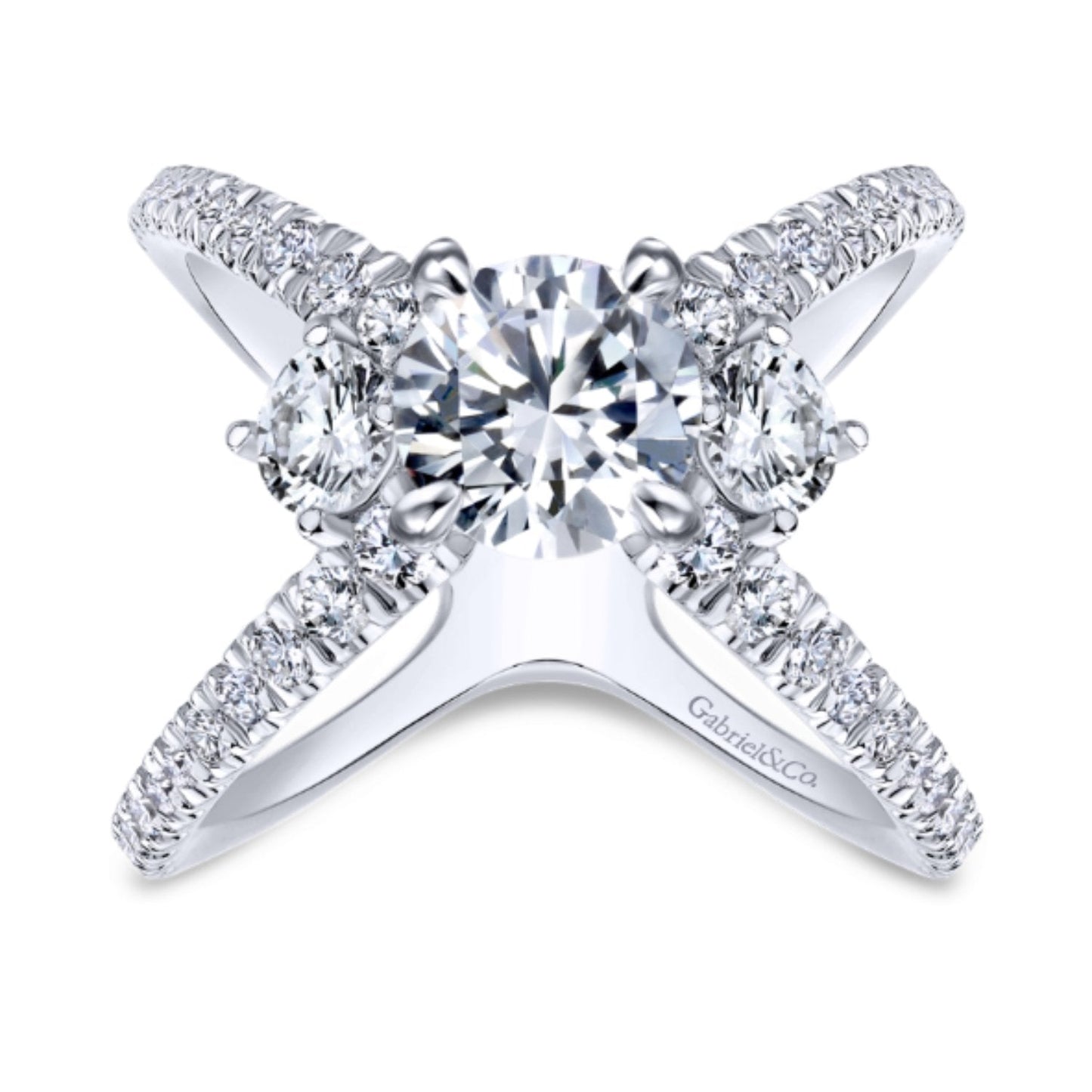 Gabriel & Co. "Aria" Three Stone Diamond Engagement Ring