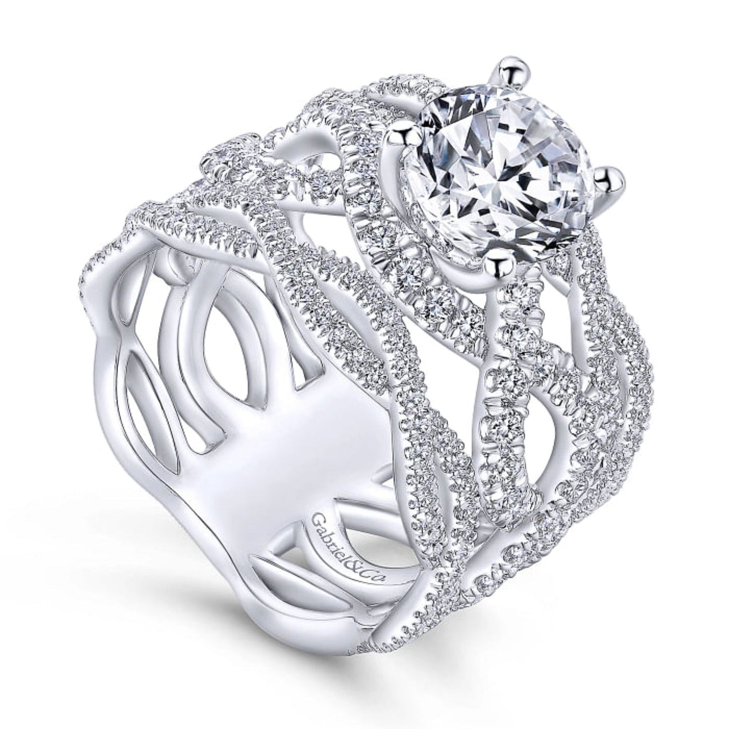 Gabriel & Co. "Calm" Wide Twist Diamond Engagement Ring