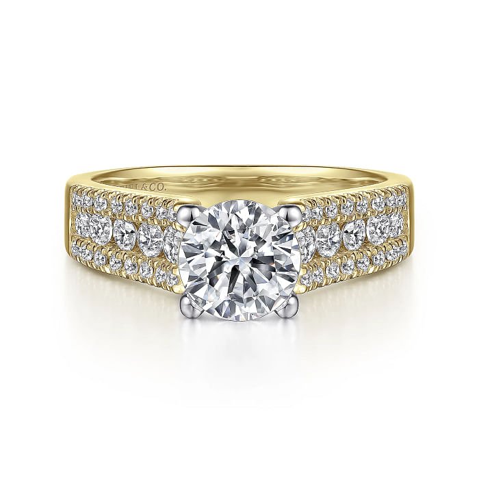 Gabriel & Co. "Channing" Three Row Diamond Engagement Ring