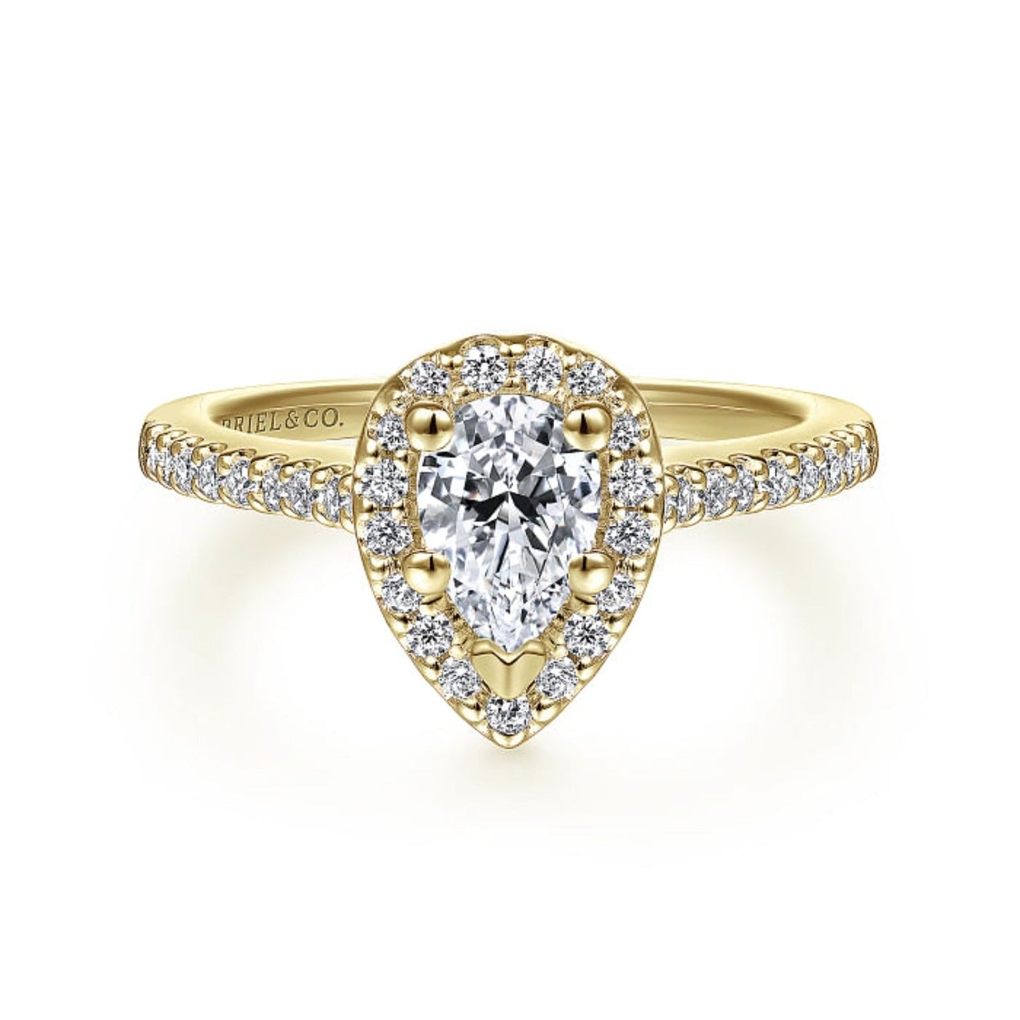 Gabriel & Co. Classic Pear Cut Halo Diamond Engagement Ring