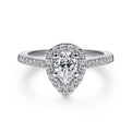 Gabriel & Co. Classic Pear Cut Halo Diamond Engagement Ring