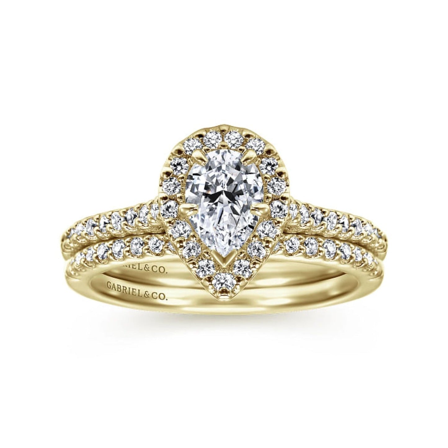 Gabriel & Co. Classic Pear Cut Halo Diamond Engagement Ring