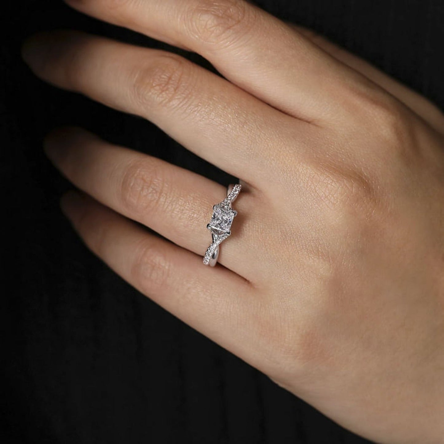 Gabriel & Co. "Leigh" Twist Split Shank Diamond Engagement Ring