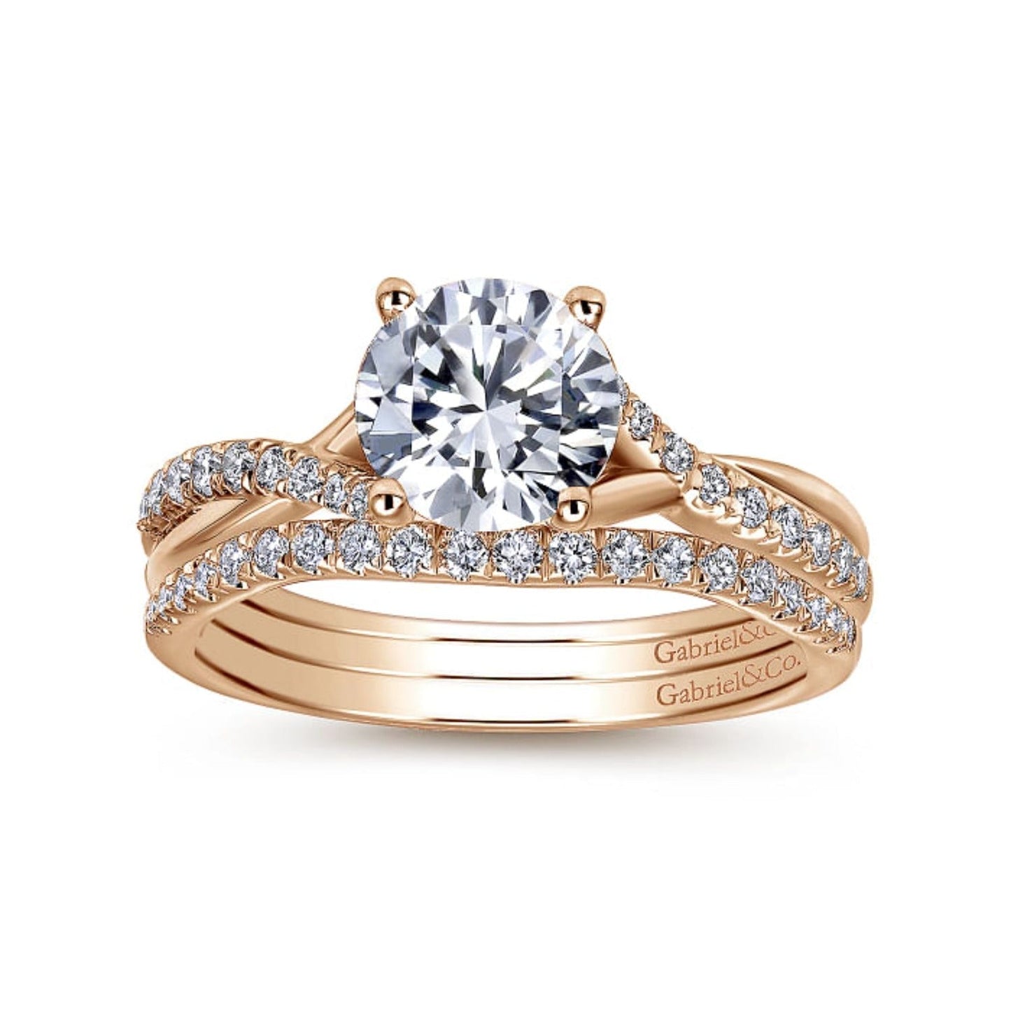 Gabriel & Co. "Leigh" Twist Split Shank Diamond Engagement Ring