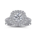 Gabriel & Co. "Lexie" Cushion Shaped Double Halo Diamond Engagement Ring