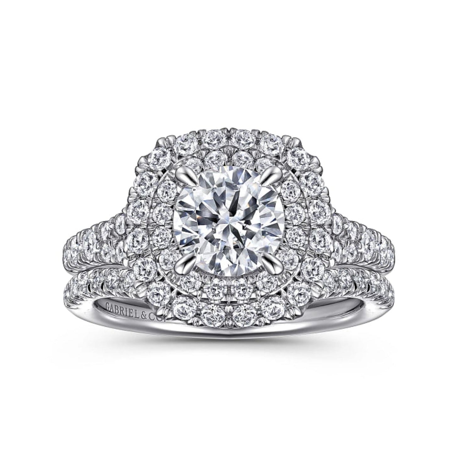 Gabriel & Co. "Lexie" Cushion Shaped Double Halo Diamond Engagement Ring