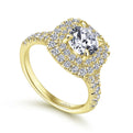 Gabriel & Co. "Lexie" Cushion Shaped Double Halo Diamond Engagement Ring