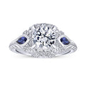 Gabriel & Co. "Lexington" Diamond & Blue Sapphire Halo Engagement Ring