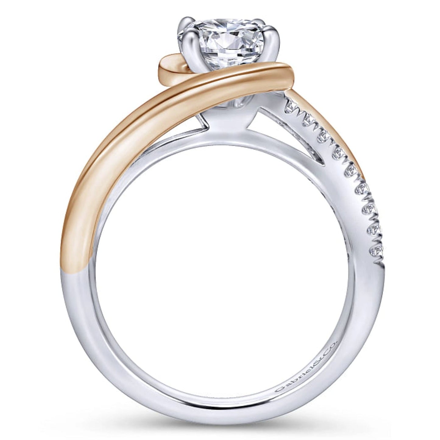 Gabriel & Co. "Lucca" Bypass Halo Diamond Engagement Ring