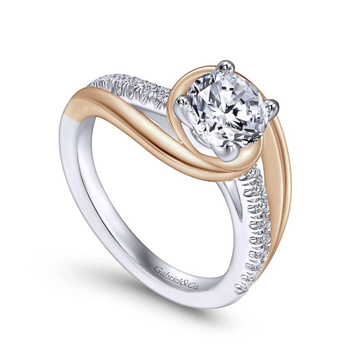 Gabriel & Co. "Lucca" Bypass Halo Diamond Engagement Ring