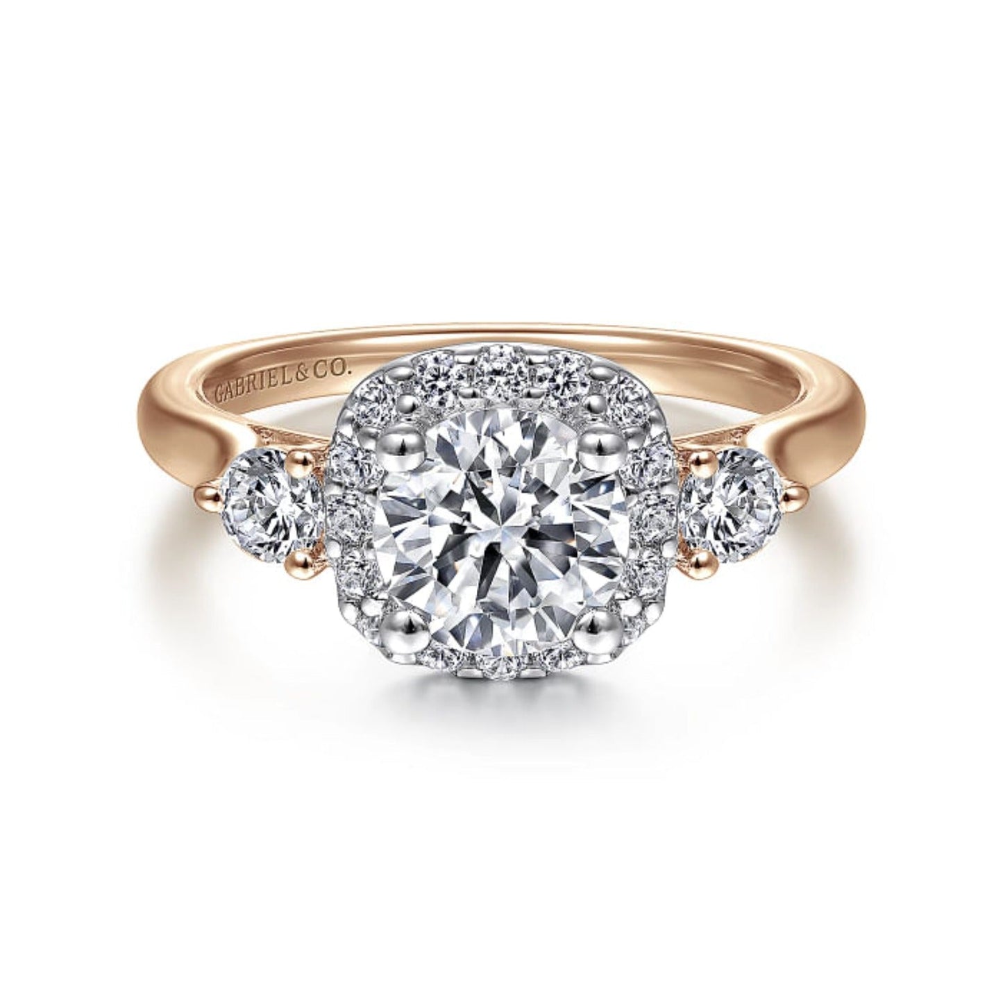 Gabriel & Co. "Martine" Cushion Halo Diamond Halo Engagement Ring