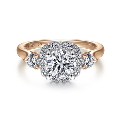 Gabriel & Co. "Martine" Cushion Halo Diamond Halo Engagement Ring