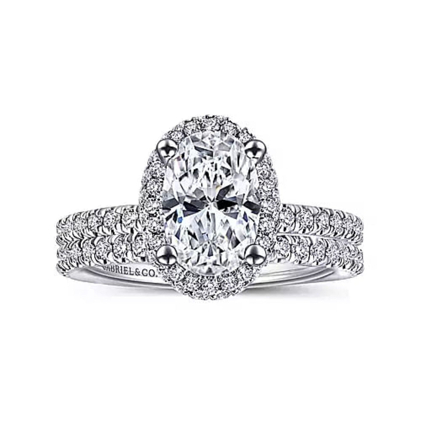 Gabriel & Co. "Mary" Oval Double Halo Diamond Engagement Ring