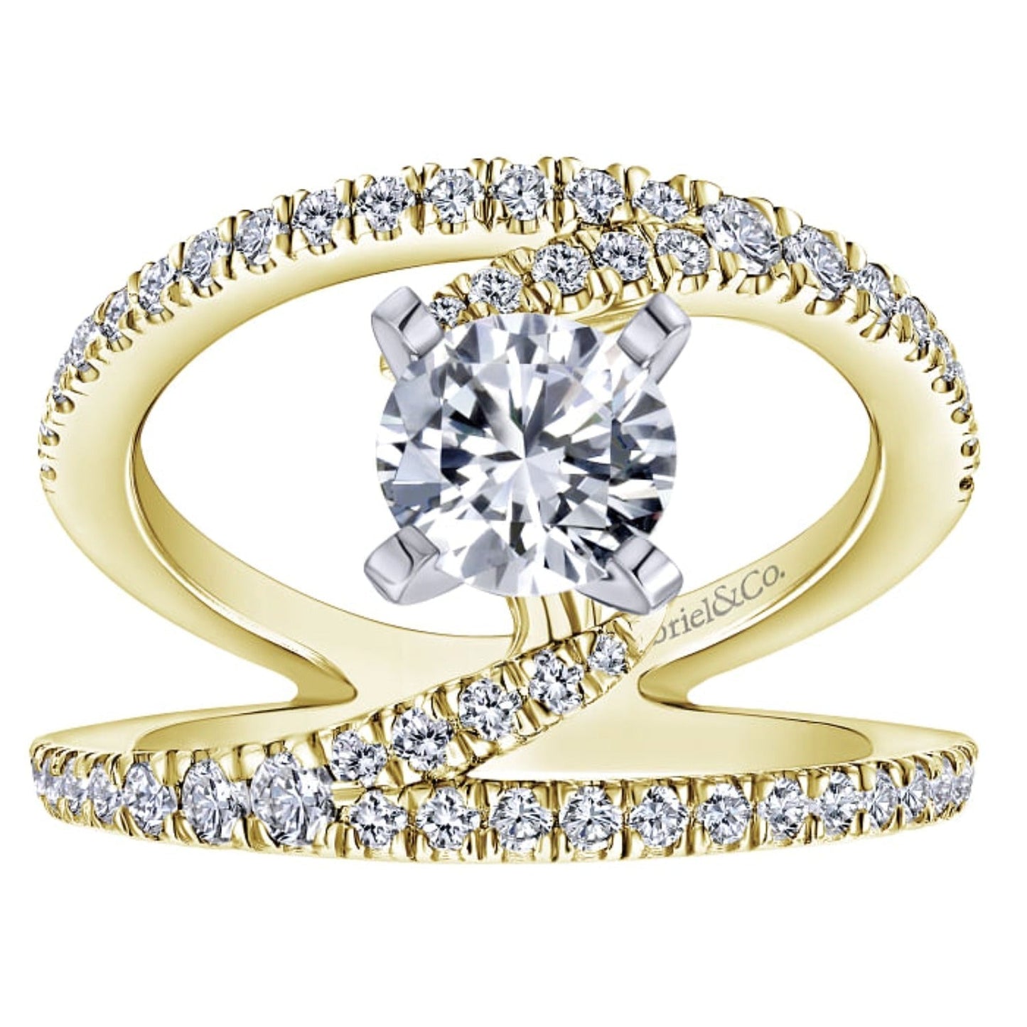 Gabriel & Co. "Nova" Split Shank Diamond Engagement Ring