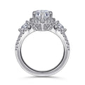 Gabriel & Co. Pear Cut Three Stone Halo Diamond Engagement Ring